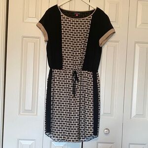 Vince Camuto Black and Cream Patterned Midi Dress